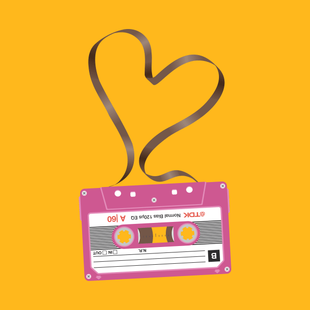 Pink Mix Cassette Tape Love Heart by Biglime