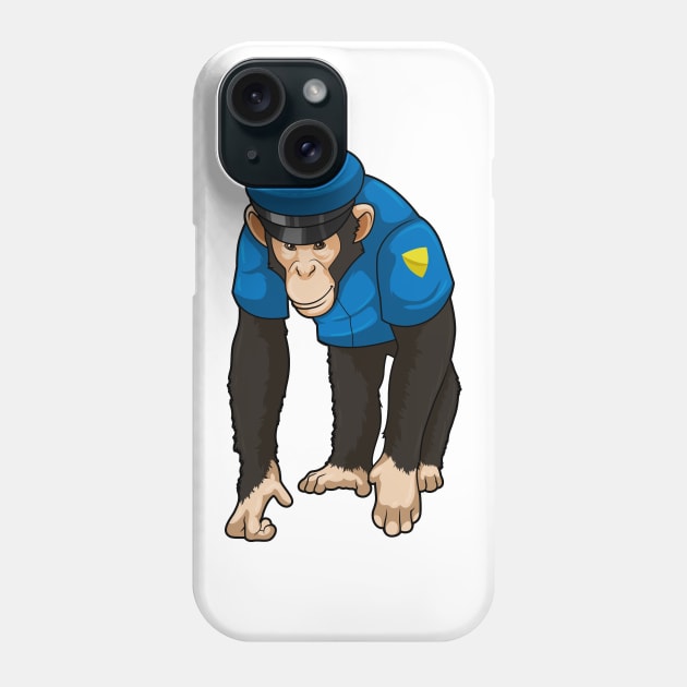 Monkey as Police officer with Uniform Phone Case by Markus Schnabel