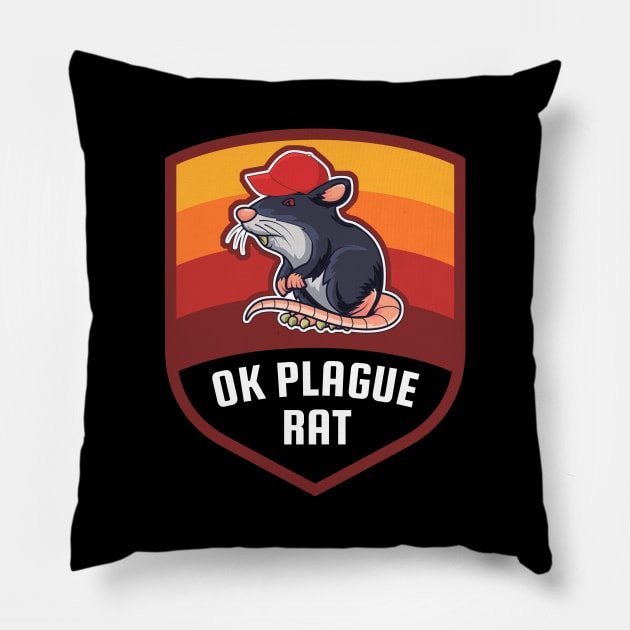 OK Plague Rat Red Hat Gradient Badge Pillow by aaallsmiles