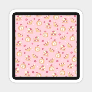 Kawaii Strawberry Cakes Pattern Magnet