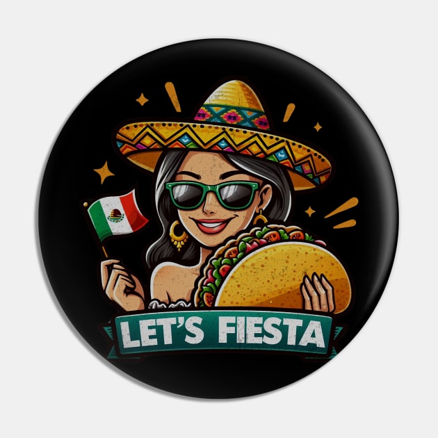 tacos Let's Fiesta dabbing sunglasses girls Cinco De Mayo Mexican Pin by MetAliStor ⭐⭐⭐⭐⭐