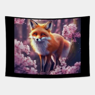 Fox in Sakuras Forest Tapestry