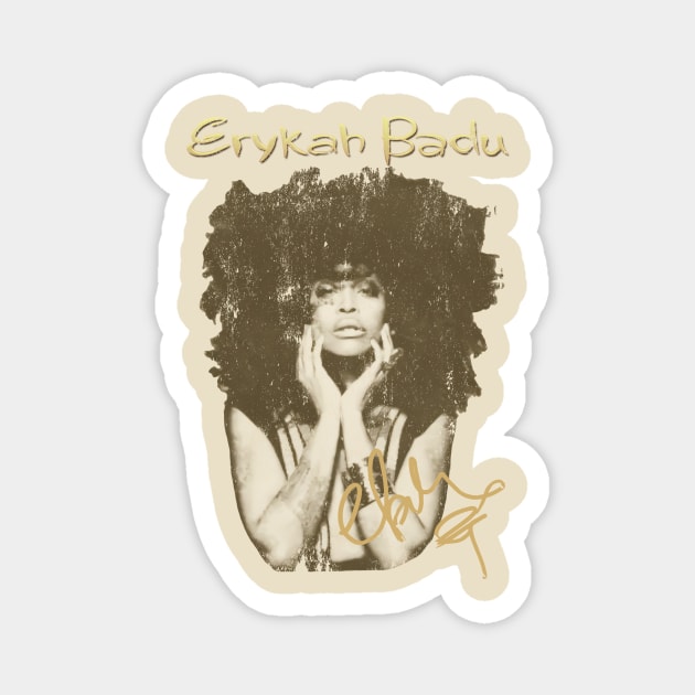 Erykah Badu Vintage Halftone Style Fan Art Signature Fresh Design Magnet by zolazilabi