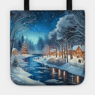 Winter Lake at Night Tote