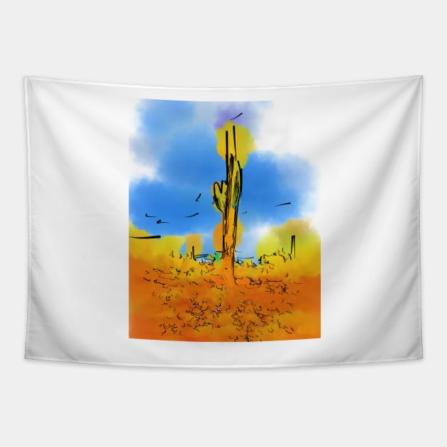 Lone Saguaro Cactus Tapestry by KirtTisdale