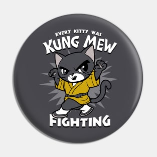 Funny Retro 70's Cat Doing Kung fu Martial Arts Funny Meme Pin