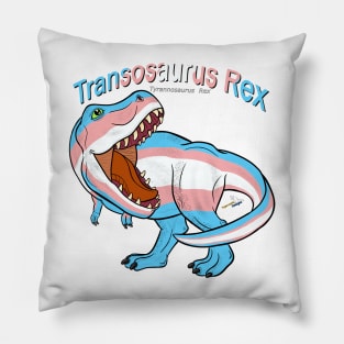 Transosaurus Rex (text) (scaled) - Transgender Pride Pillow