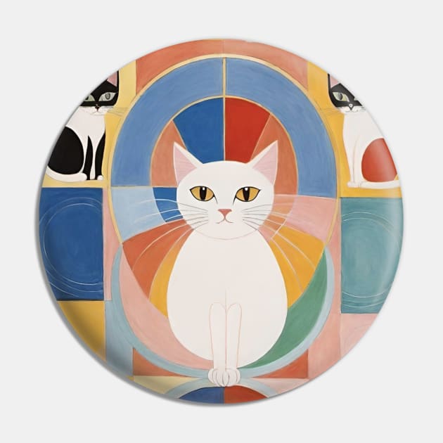 Hilma af Klint's Abstract Feline Wonderland: Whimsical Harmony Pin by FridaBubble