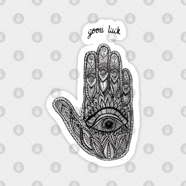 Good Luck - Hamsa Magnet by FanitsaArt