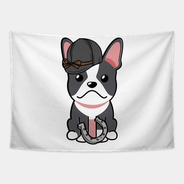 Funny french bulldog is ready to ride a horse Tapestry by Pet Station