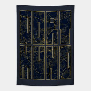 Dortmund, Germany City Map Typography - Gold Art Deco Tapestry