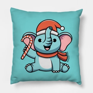 Cute Elephant on Christmas Pillow