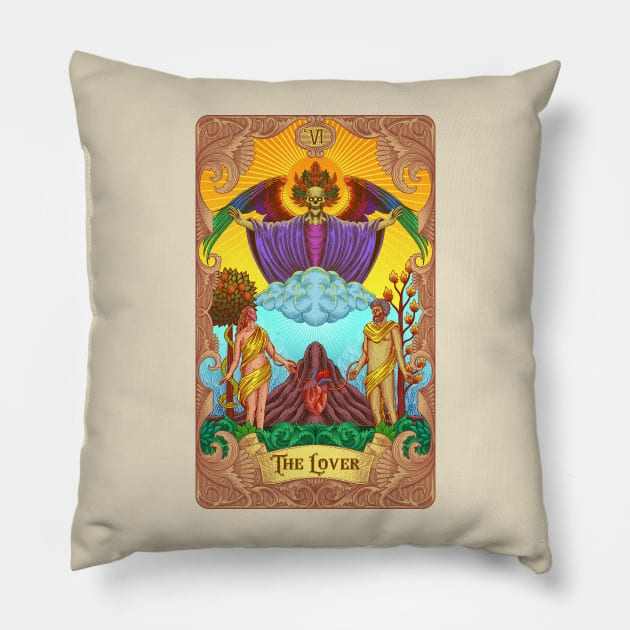 The Lover Tarot Card Pillow by Tonymidi Artworks Studio