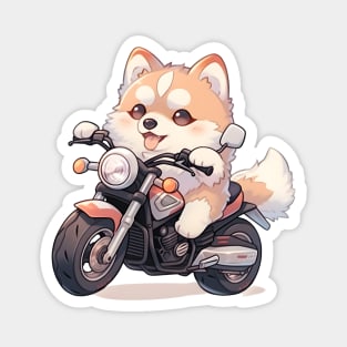 Cartoon Dog Rides Motorcycle to Fun Magnet