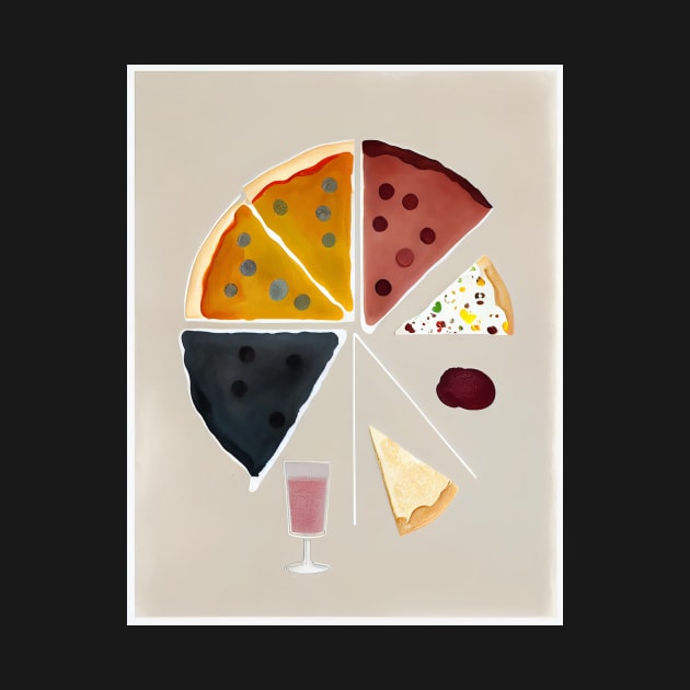 Minimalist Pizza and Wine Art by Artifique