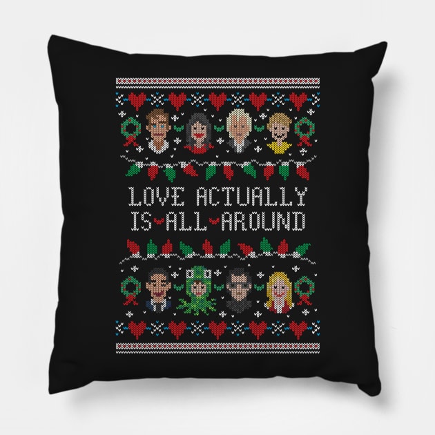 Love Actually Ugly Christmas Sweater Pillow by katemelvin