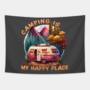 Camping Is My Happy Place Tapestry