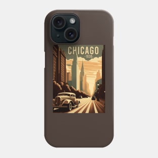 1930s Chicago at Sunset: Stunning Vector Landscape Phone Case