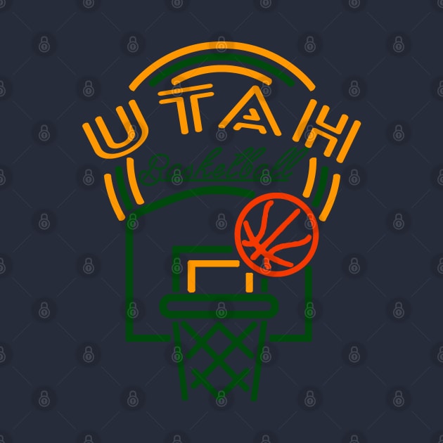 Neon Utah Basketball by MulletHappens