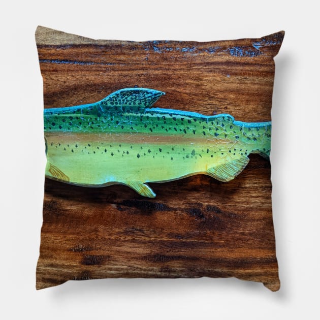 Rainbow Trout decoy Pillow by Matt Starr Fine Art