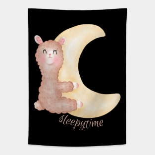 Cute and Smart Cookie Sweet little llama sleeping on a moon cute baby outfit Tapestry