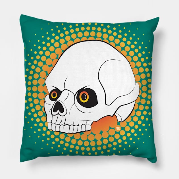 Human Skull inspired by Comic Book and Tattoo Art Pillow by RYSHU 