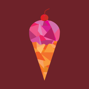 Geometric Ice Cream Cone and Cherry T-Shirt