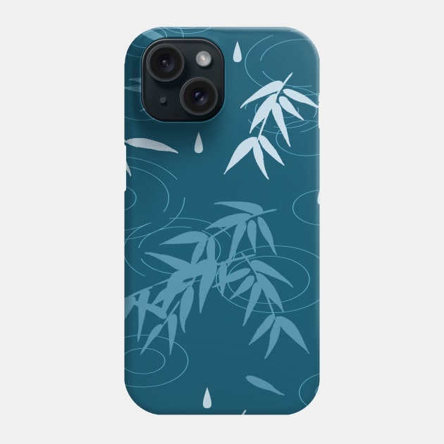 Ripples and Bamboo Leaves After Rain Pattern Phone Case by FlinArt