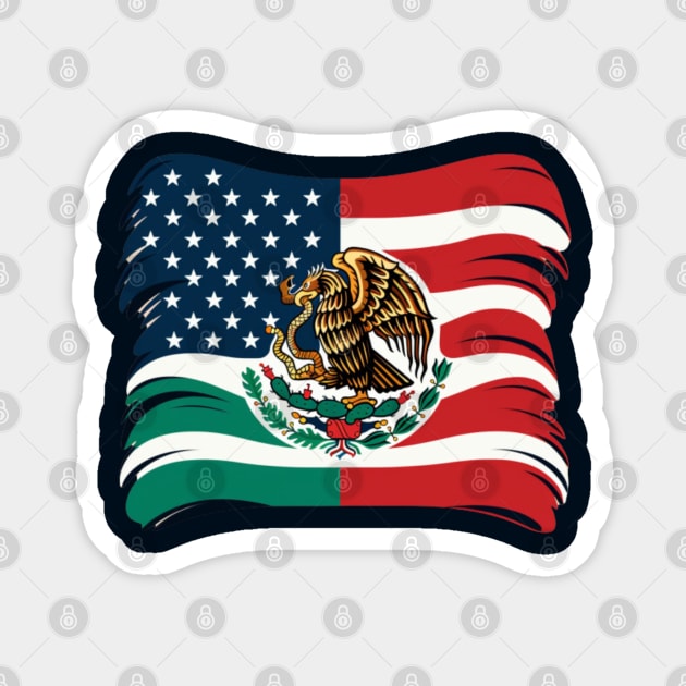 Mixed Mexican American Flag, Proud to be Mexican, Immigration Magnet by Pattyld