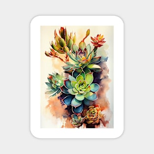 Succulents watercolor art Magnet