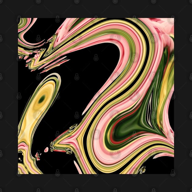 modern abstract black yellow pink swirls by Tina