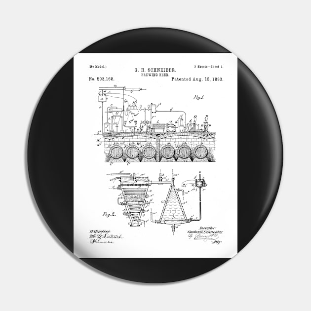 Brewing Beer Patent - Beer Art - Black And White Pin by patentpress