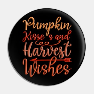 Pumpkin Kisses and Harvest Wishes, colorful autumn, fall seasonal design Pin