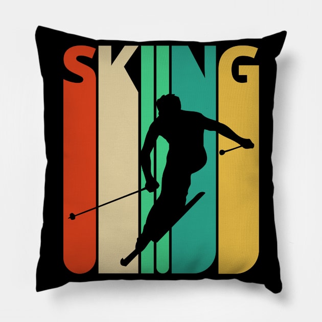 skiing Silhouette, retro design. Pillow by MadebyTigger