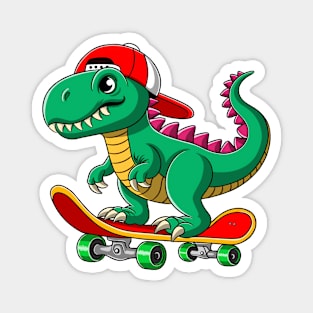 T rex dinosaur on skateboard Magnet