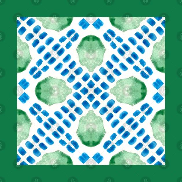 Turquoise and Fresh green garden stepping stones and leaves set in a mosaic tile by FrancesPoff