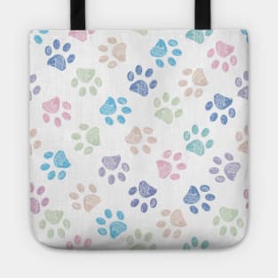 Seamless colorful doodle paw prints pattern Tote