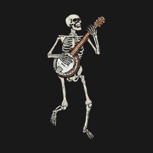 Retro Dancing Skeleton Banjo Vintage Graphic T-Shirt