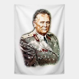 Josip Broz Tito the President of Yugoslavia SFRJ Watercolor Portrait Tapestry