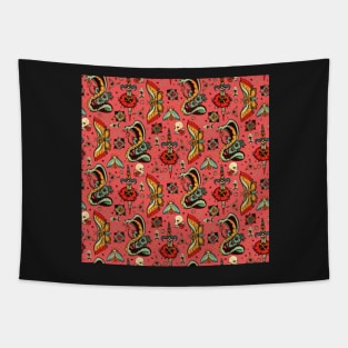 Pink Flash Tattoo Pattern Tapestry