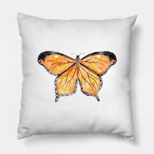 orange and black butterfly watercolor 2 Pillow