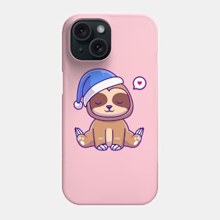 Cute Sloth Winter With Beanie Hat Cartoon Phone Case