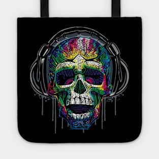 Dripping Skull Chillin With Headphones Tote