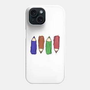 Color pencils: purple, orange, green and red Phone Case