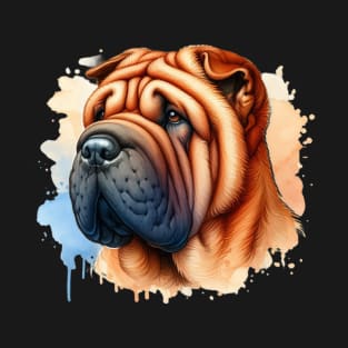 watercolor shar pei dog T-Shirt