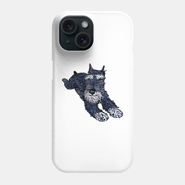 Funny miniature schnauzer, cute puppy face Phone Case by davidscohen