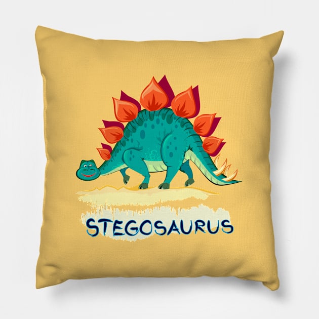 Illustration of stegosaurus Pillow by Artist Natalja Cernecka