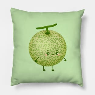 Cute Honeydew Melon Cartoon Illustration Pillow