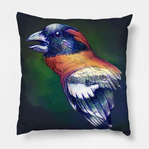 Black Headed Grosbeak Pillow by Ashdoun