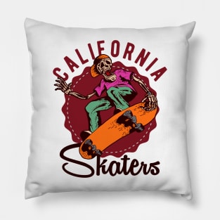 California Skater: A Skeleton Hits the Halfpipe Pillow